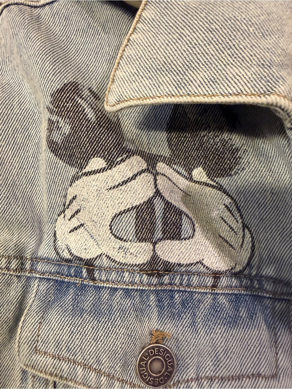 Desigual x Mickey Mouse Embroidered Mixed Media Denim Hooded Jacket Medium - Picture 9 of 13